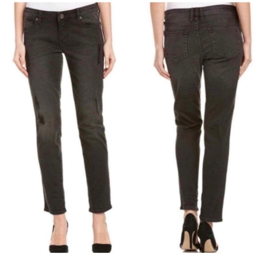 Kut from the Kloth Catherine‎ Boyfriend Jeans Faded Black Distressed Slim Size 2